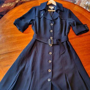 Talbots Button Up Duster Jacket Dress Black Size 12